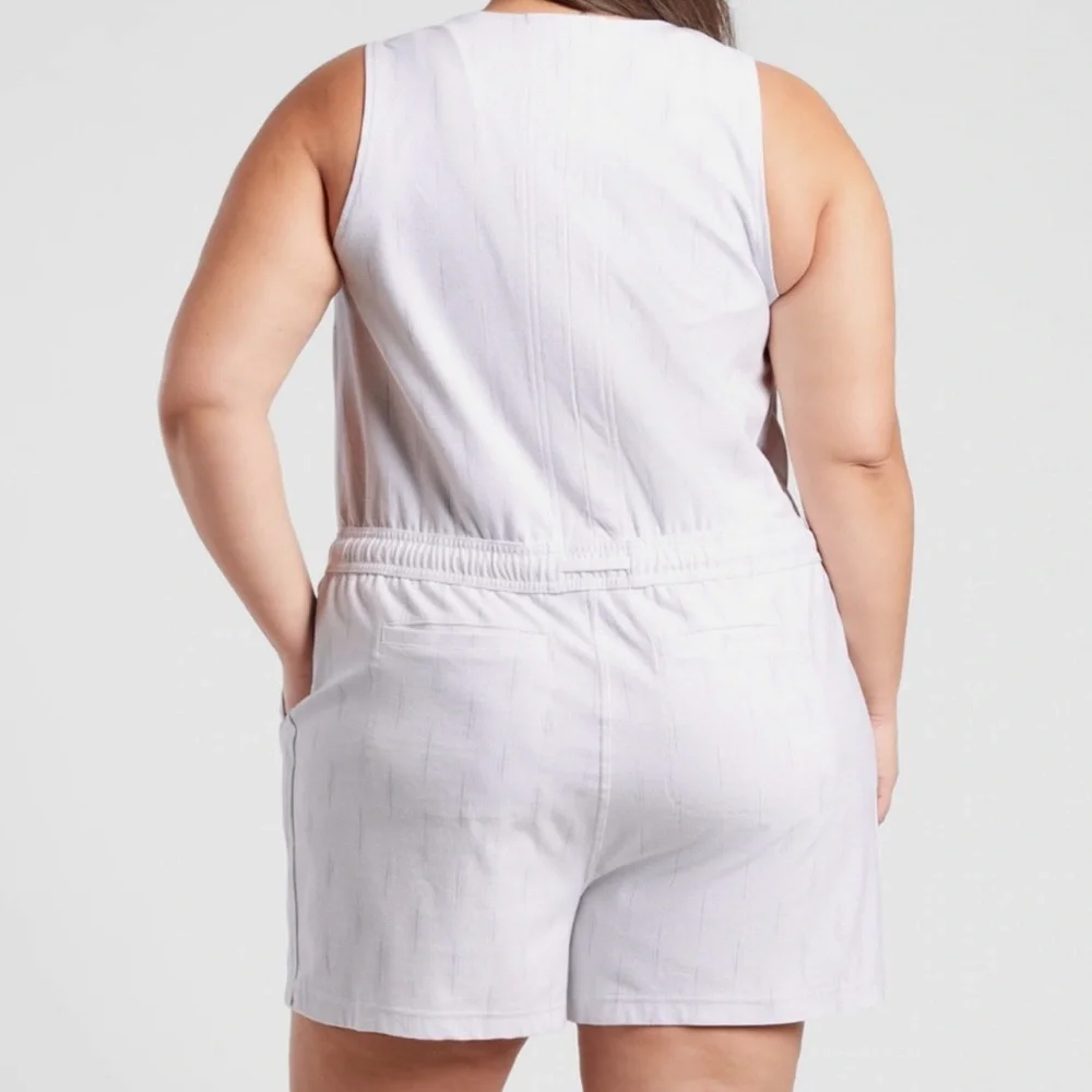 NWT Athleta Farallon PRINTED Shorts Romper 1X Spliced Magic Veil Grey Comfort